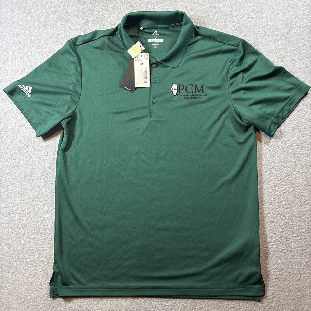 Adidas Golf Green Polo Shirt Men's Sz M PCM Embroidered Illinois Brand New UPF